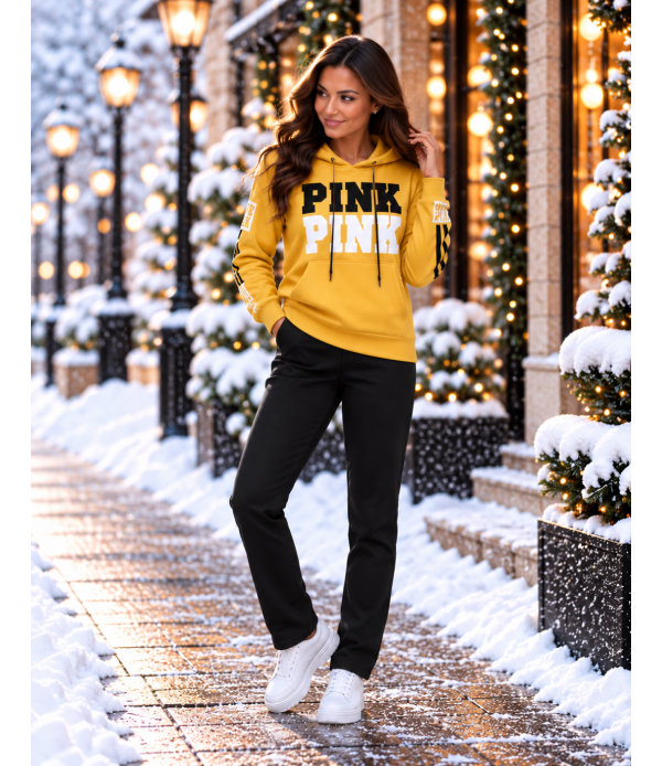 Дамски спортен комплект триконечна вата PINK- Българско производство
