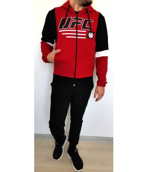 Mъжки спортен комплект с качулка "UFC" - трицветен ръкав - българско производство